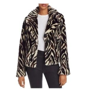 7 For All Mankind Faux-Fur Zebra-Print Jacket Size Large